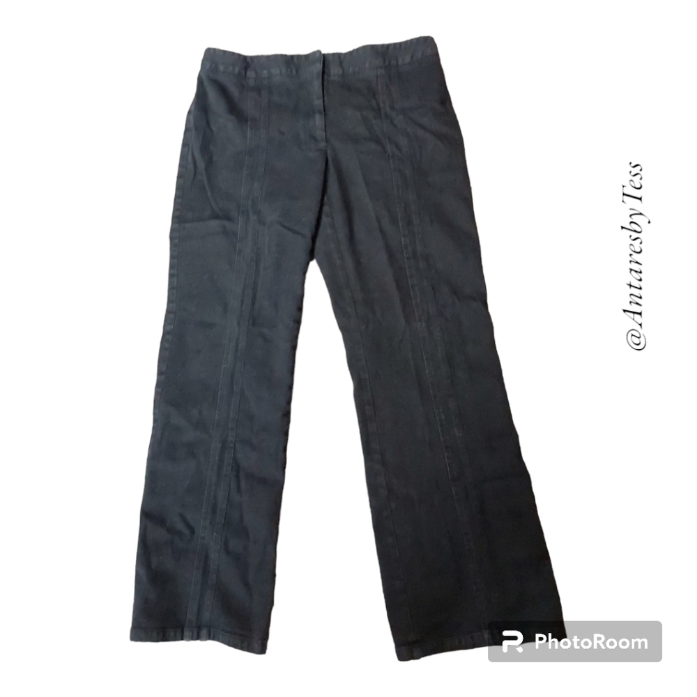 Apostrophe pants stretch black straight leg womens 14 zipper fly